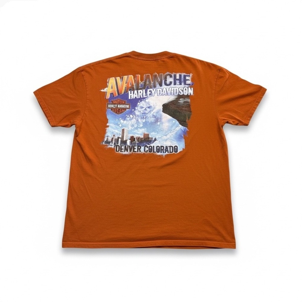 Harley Davidson Avalanche Denver Colorado T-Shirt Mens XL Orange